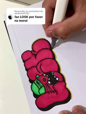 A post by @nobr_tagg on TikTok caption: Respondendo a @adryanmd1232 LOSK comenta o seu e salva 🔥🔥 #bombgrafitti #tagginggraffiti #grafitti #grafittinocaderno #alfabetodegraffiti #letter #tutorialdrawing #grafittiabc #tutorial #foryou #bombgraffiti 