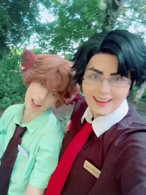 A post by @katielavabug on TikTok caption: Basically forced @Ickle to film this with me 😇 No regrets 😂 #hermitcraft #hermitcraftcosplay #grian #hermitcraftseason10 #griancosplay 