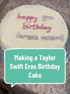 A post by @amandaseghetti on TikTok caption: It was ENCHANTING to make my daughter’s vision come to life with this homemade Taylor Swift Era’s birthday cake! It’s the first cake I’ve ever made from scratch, and it turned out perfectly! Not professional by any means lol, but it was what she wanted. And it is dye-free too, since my kids can’t have artificial dyes. 🥰 I was worried that the cake would end up looking awful (I have zero experience writing on cakes, much less writing in specific fonts on the SIDE of a cake 🙃) — but now that I’ve done it, I’m encouraged to do it more! Happy 8th birthday, Aren! Don’t you ever grow up 🫶🏻 @Taylor Swift @Taylor Nation  #taylorswift #taylorswiftparty #taylorswiftpartyideas #taylorswiftpartytheme #swiftieparty #swiftiebirthday #birthdaypartyideas #girlsbirthdayparty #birthdayera #birthdaypartythemes #swifttok #taylornation #erastour #taylorswiftbirthdaycake #dyefree #dyefreeforkids 