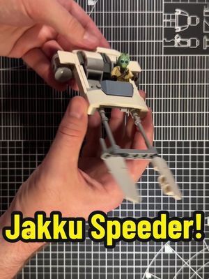 A post by @dannyfordjohnson on TikTok caption: Building a slick little speeder from #starwars #lego #MOC #jakkuspeeder 