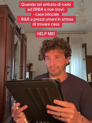 A post by @ilprof_andrea on TikTok caption: Cerco bilocale per me e la mia compagna! In attesa di trovarlo vorrei alloggiare b&b che non mi costi un rene per almeno 1 settimana preferibilmente ad Erba, non essendo automunito per il primo mese😭