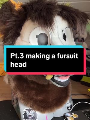 A post by @sheenitude on TikTok caption: Part 3 of making a head- lining!’ Up next is finishing gluing the fur #furry #fursuit #fursuitmaker 