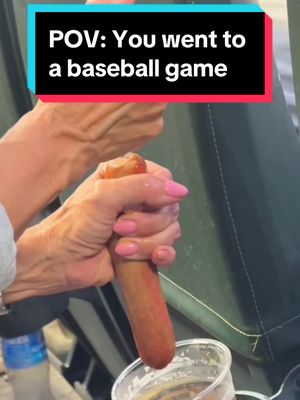 A post by @seanconleyy on TikTok caption: #greenscreenvideo Went to a baseball game & saw this happen to a hot dog 😳 - #react #reaction #relatable #explorepage #baseball 