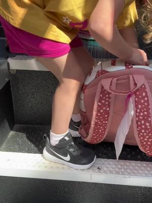 A post by @quadrupletmom on TikTok caption: The journey of getting the girls off the bus. #gettingoffthebus #Quads #momlife 