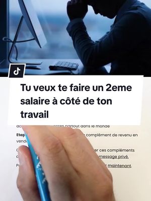 A post by @inspiration.et.mo2 on TikTok caption: Tu veux te faire un 2eme salaire à côté de ton travail ? #ecommerce #motivation #developpementpersonnel #travail #inspiration 