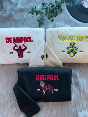 A post by @boo.hal on TikTok caption: Unbreakable claws, unbeatable comebacks ⚔️ #deadpool #deadpool3 #deadpoolxwolverine #deadpoolandwolverine #wolverine #marvel #matchingoutfits #matchingsweatshirts #couplegoals #coupleoutfit #embroideredsweatshirt #embroideredhoodie #embroiderysmallbusiness #boohaul