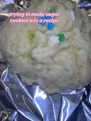 A post by @bakeandreview on TikTok caption: not to bad #cookies #sugarcookie #Recipe #norecipe #bakingchallenge #sugar #flour #sprinkles #baking #cookierecipe #cookieforone 