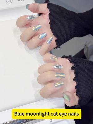 A post by @mauricenieves on TikTok caption: Moonlight cat eye nails#fyp #nailart #naildesigns #moonlightnails #diynails 