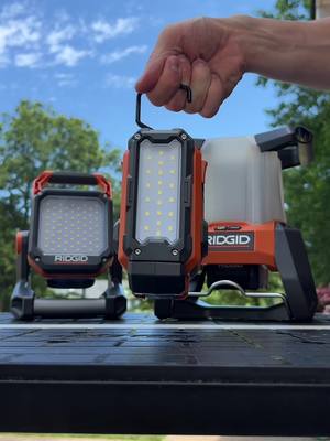 A post by @tysonmoorebuilds on TikTok caption: Which of the 3 new @RIDGIDPowerTools 18V Cordless LED Lights is your favorite? 1) 360° Area Light 2) Flood Light 3) Magnetic Task Light  #ridgid #ridgidpowertools #buildforalifetime #tysonmoorebuilds 