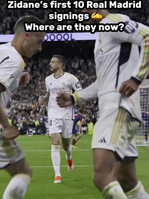 A post by @sfc_football on TikTok caption: Zidane’s first 10 Real Madrid signings ✍️ Where are they now? #football #footy #footballer #zidane #realmadrid #laliga #spain #signings #transfer #acmilan #lukajovic #italy #seriea #hazard #edenhazard #retired #albertosoro #dinamo #reinier #theohernandez #areola #westham #prem #PremierLeague #england #freetransfer #kubo #realsociedad #ceballos #ferlandmendy #rodrygo #signed #joined #bought #viral #fy #fyp #foru #forupage #foryou #foryoupage 