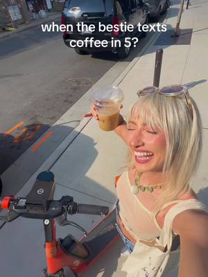 A post by @ridespin on TikTok caption: the need for speed is never greater than at that moment 🛴💨 (Via:) @brooke | UGC creator @alisha #coffee #matcha #ridespin