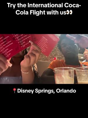 A post by @ayoolayyy on TikTok caption: Come try Coca-Cola international drinks w/ us🥤 #fyp #disney #disneysprings #orlando #cocacola #travel 