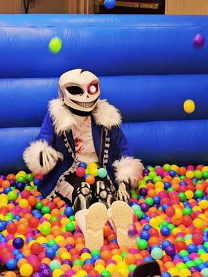 A post by @mylcreates on TikTok caption: Horror Sans in the ball pit #animemagic2024 