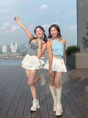 A post by @jasmine.y____ on TikTok caption: Touch Touch Touch～ 👯‍♀️🤟🏻🩵 两个人的Touch就是甜！！😍✨🙈  @KATSEYE  @Angeline Teo 小安  #touch #katseye #dancechallenge #dancecover #kpop #trending #fyp