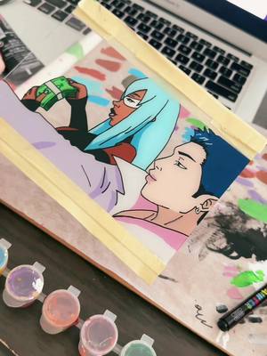 A post by @jackie_mlim on TikTok caption: Whats up stallion AHH #animetiktok #animefanart #megantheestallion #namjoon #nevaplaymegantheestallion #painting @Megan Thee Stallion 