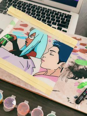 A post by @jackie_mlim on TikTok caption: Whats up stallion ? #namjoon #armybts #btsarmy #megantheestallion #animeglasspainting #animepainting #animefanart #paintings @Megan Thee Stallion 