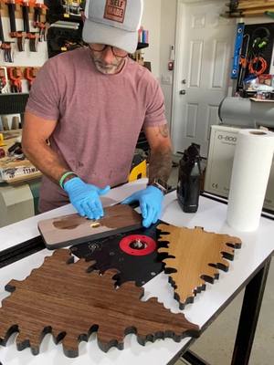 A post by @designs.by.donnie on TikTok caption: STRUGGLING to SELL small projects, lets dive into it! Using the tabletop tree decor templates #woodworking #DIY #homedecor 