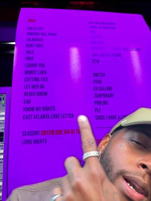 A post by @6lack on TikTok caption: leave a comment and let me know which songs need to be added #greenscreen #setlist #tour 