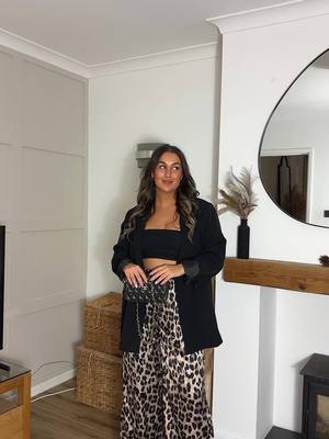 A post by @nikita.norkus on TikTok caption: everyone needs these leopard print trousers in their wardrobe 🐆🤎✨ #fyp #rebelliousfashion #leopardprint #viral #outfitinspo #autumnoutfits @Rebellious Fashion 