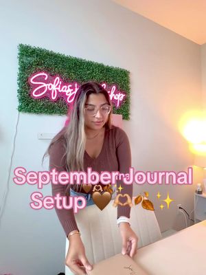 A post by @sofiasjournalshop on TikTok caption: September Journal Setup ASMR 🤎✨🍂 #MentalHealth #SelfCare #asmr #SmallBusiness #septemberjournal #journalsetup #bujo #bujosetup #BulletJournal #journal #viral #betteryou 