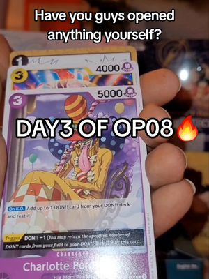 A post by @nakamagang on TikTok caption: Day 3 of Opening OP08 Two Legends!🔥 Let's see what we get! Did you guys pull anything nice from your packs?🤔 Let me know in the Comments below!✌🏾 #onepiece #anime #opening #op08 #optcg #fypシ #fyp #gear5 #strawhats #nakamagang #viral 