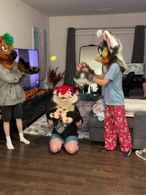 A post by @cindycatcalico on TikTok caption: Dog furries smh 😔 @Dogbter🐕🦞 @insomniac  #furry #fursuit #fursuiting #furryfandom #furries #fyp #cute #furrytiktok #fursuiter 