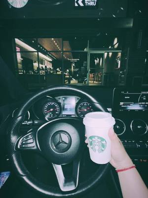 A post by @ashika_530 on TikTok caption: When people as what i am upto these days  ✨drives and coffee ☕️🖤🩶 #mercedesbenz #blackbenz 