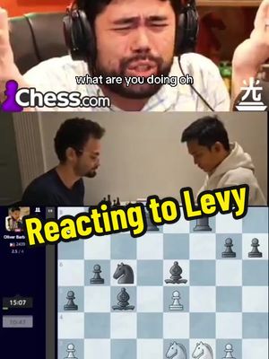 A post by @gmhikaru on TikTok caption: Oh no Levy!! #chess 