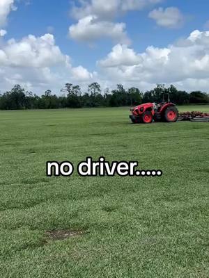 A post by @bethelfarms on TikTok caption: A driverless tractor! #autonomous #farmlife #farm #sodfarm #farmtok #grass #mower #tractor @sabantoag @Kubota Tractor Corporation 