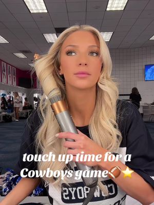 A post by @sophylaufer on TikTok caption: Sunday couldn’t come sooner!!🏈🤩 #dallascowboyscheerleaders #americassweethearts #makeup #grwm #nflcheerleader 