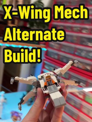 A post by @dannyfordjohnson on TikTok caption: Replying to @main00.editz Turning the X-Wing mech into an X-Wing! #lego #starwars #alternatebuild 