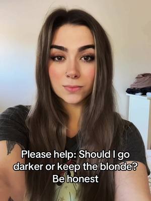 A post by @lily_gabriellee on TikTok caption: Should i stay blonde? Go livht brown? Go dark dark? Help👍