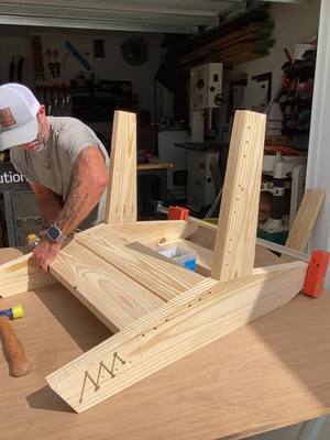 A post by @designs.by.donnie on TikTok caption: Building Adirondack Chairs for $15 dollars and selling for $250 each! Using the low boy chair templatws. #Home #DIY #woodworking #chair 