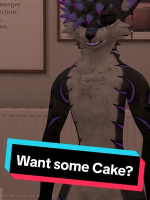 A post by @cinixfoxx on TikTok caption: I just wanted some cake ;; #vrchat #vrchatfurry #furryfandom #fullbodytracking #furryvrc #furry 