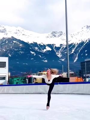 A post by @sportsemotions91 on TikTok caption: Dancing with the wind, gliding under open skies. #firgueskating #patinacaoartistica #danceiceskating #patinajeartistico #IceSkating 