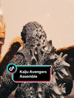 A post by @spawnjr54 on TikTok caption: Kaiju Avengers Making a Comeback  #godzilla #godzillakingofmonsters #godzillafigures #kaijuavengers #shmonsterarts #godzillafinalwars #mothra #kong2021 #kingghidorah2019 #godzillanation #kaijukingdom #kaijugroupie #kaijuparadise #avengers #marvelstudios 