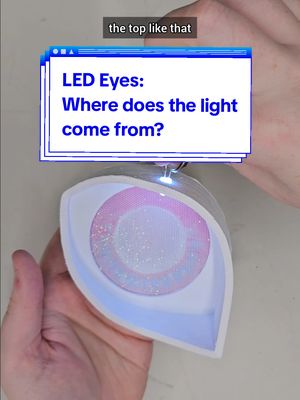 A post by @chaoticreations on TikTok caption: Where does the light come from in my LED fursuit eyes? It's a common question I get! #furry #fursuitmaker #fursuit #furryfandom #fursuitmaker 