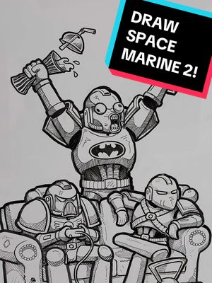 A post by @daynoart on TikTok caption: DRAW SPACE MARINE 2! What should we draw next?! #art #drawing #whiteboardart #spacemarine2 #fyp