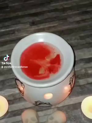 A post by @yorkshirecandleman on TikTok caption: bleeding skull wax melts #candlemaking #waxmeltsuk #skull #SmallBusiness 