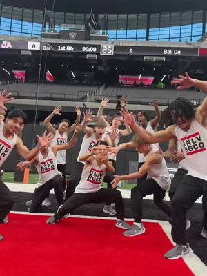 A post by @unlvrgandco on TikTok caption: Replying to @jadabug🤍 THE BOYS ARE BACK #unlv #CollegeFootball #collegedance 