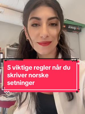 A post by @_hijpen_ on TikTok caption: Repost - 5 vitkige regler å huske på når du skriver ✏️ #norsk#norskopplæring#voksenopplæring#norskkurs#lærer#norsklærer#skole#lærespråk#språk#norwegian#learnnorwegian#lærnorsk#fordeg