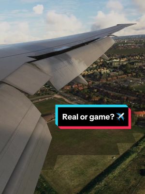 A post by @theaviationguy on TikTok caption: Is this real or a game? ✈️ #theaviationguy #aviationtiktok #teamaviation #plane #planes #aviation #london #heathrow #boeing777 #boeing #landing 