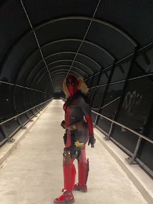 A post by @jolieonjupiter on TikTok caption: if you cant join em beat em #deadpool #deadpoolcosplay 