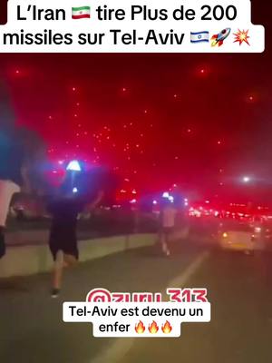 A post by @radioactif63 on TikTok caption: L’Iran 🇮🇷 tire Plus de 200 missiles sur Tel-Aviv 🇮🇱🚀💥 #israel #telaviv #fyp #pourtoi #iran 