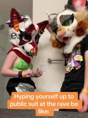 A post by @cindycatcalico on TikTok caption: The pre-gaming was ROUGH but it was such a fun night 😭🙌🧡 @𓆩Genie𓆪🔜ACFI  #furry #fursuit #fursuiting #rave #publicfursuiting #furries 