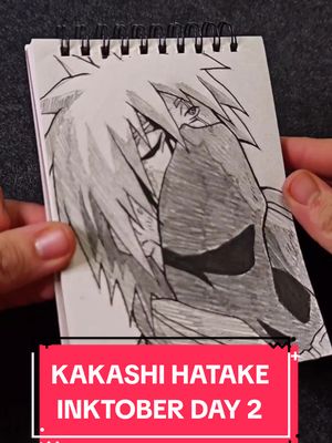 A post by @puckydraws on TikTok caption: Kakashi Hatake per il secondo giorno dell'Inktober, con una scena non banale #animeart #animedrawing #animesketch #kakashi #kakashihatake #narutoshippuden 