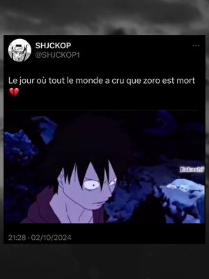 A post by @shjckop on TikTok caption: Ce jour la 💔#shjckop #zoro #luffy #onepiece 