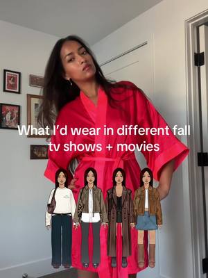 A post by @sreyahalder_ on TikTok caption: which one is ur fav? #fall #falloutfits #gilmoregirls #deadpoetssociety #whenharrymetsally #overthegardenwall 