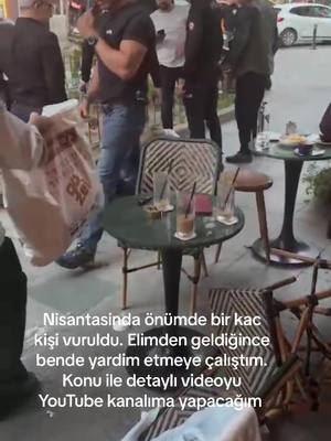 A post by @amerikaliaynasiz on TikTok caption: Nisantasinda hemen hemen önümde üç kişi vuruldu. 6-7 el silah sesini duydugumda, artık meslegin verdiği birsey olduğu için, silah seslerine dogru kostum, silahsız olmama rağmen (bu iyi değil tabi), zanli bize doğru koşarken, o sırada polis arkadaşlar güzel bir müdahele ile zanlıyı göz altına aldılar. Bende polislere eski polisim diyip, yardim teklifimi sundum ve elimden geleni yaptım. Detayları video olarak yaparım YouTube kanalıma. #sondakika  #police #haber #istanbul 