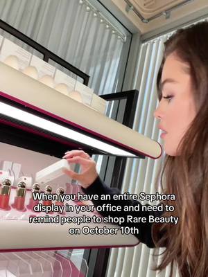 A post by @selenagomez on TikTok caption: 🤣 Don’t forget, on October 10th @sephora is donating 100% of @Rare Beauty global sales to the Rare Impact Fund for World Mental Health Day! Shop online, on the app, or head to your local store on 10/10 to join us in our mission to increase access to mental health resources around the world. This partnership means the world to me! #MakeARareImapct